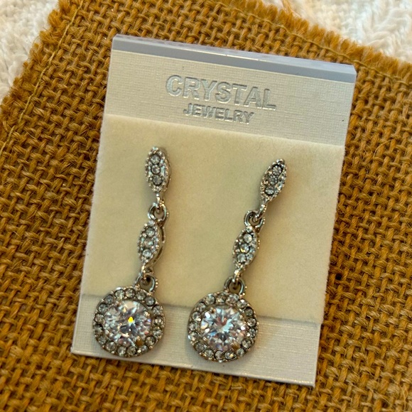 New! Dainty Silver Crystal Drop Earrings - Picture 4 of 6